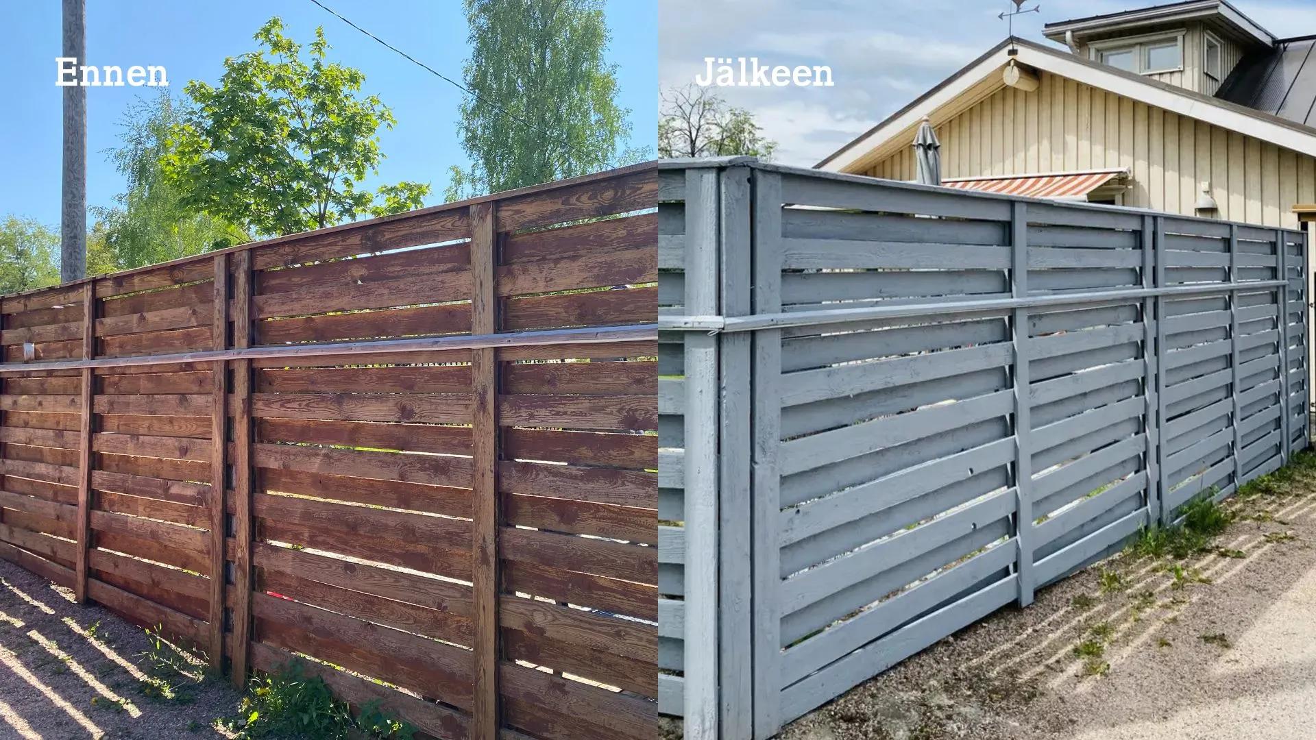 Ennen ja jälkeen kuvat maalatusta aidasta – Mäntyharju Etsitkö ammattitaitoista aidan maalaajaa Mäntyharjulta? Piha-Onlinesta löytyvät Mäntyharjun paikalliset yritykset varmistavat, että aidan maalaus projektisi sujuu kerralla laadukkaasti.